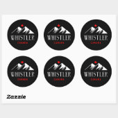 Sticker Rond Cool Whistler Canada Mountains Maple Leaf Dark (Feuille)