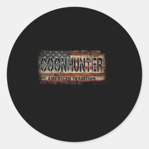 Sticker Rond Coon Hunti Drapeau Américain Style Vintage Coon Hu