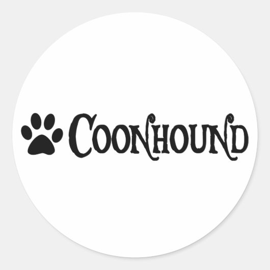 Sticker Rond Coonhound (style pirate avec empreinte) (Devant)