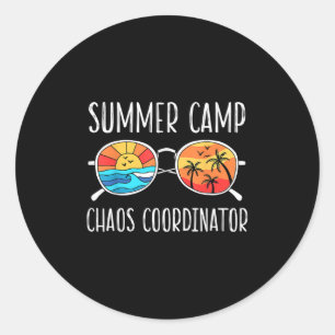 Sticker Rond Coordinateur du Chaos Funny Conseiller de camp d'é
