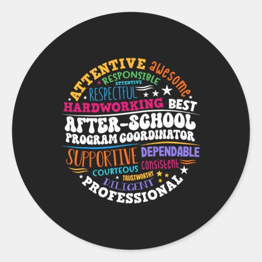 Sticker Rond Coordonnateur de programme après l'école, semaine (Devant)