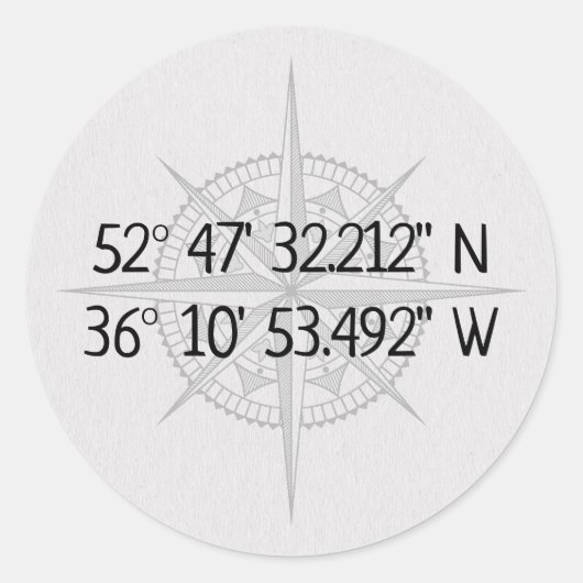 Sticker Rond Coordonnées de base GPS Compass (Devant)