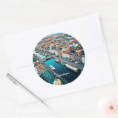 Sticker Rond Copenhague, Danemark, vue pittoresque, (Enveloppe)