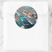 Sticker Rond Copenhague, Danemark, vue pittoresque, (Sac)