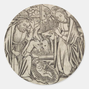 STICKER ROND COPIE DE LA RENAISSANCE DE CARTE DE NOËL DE