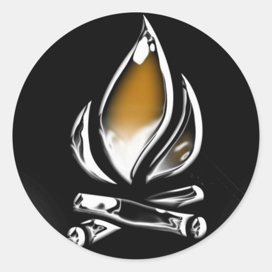 Sticker Rond copie du feu et des journaux (Devant)