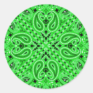 Sticker Rond Copie occidentale verte d'écharpe de Bandana de