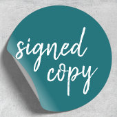 Sticker Rond Copie signée | Author Modern Turquoise Book Signin