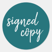 Sticker Rond Copie signée | Author Modern Turquoise Book Signin (Devant)