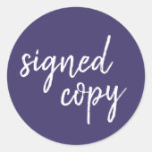 Sticker Rond Copie signée | Author Navy Blue Book Signature (Devant)