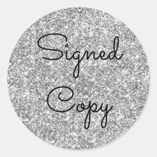 Sticker Rond Copie signée de la Parties scintillant d'argent (Devant)