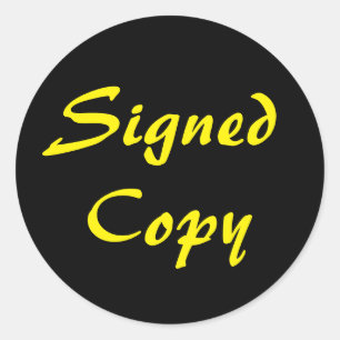 Sticker Rond Copie signée en noir et jaune