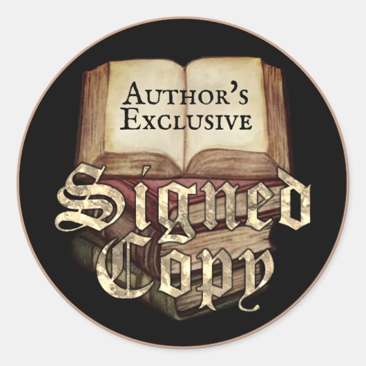 Sticker Rond Copie signée exclusive de l'auteur Noir (Devant)