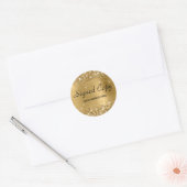Sticker Rond Copie signée Glittery Faux Gold Foil avec URL (Enveloppe)