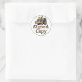 Sticker Rond Copie Signée Livres Et Quill 2 (Sac)