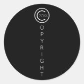 Sticker Rond Copyright Moderne Typographique Noir (Devant)