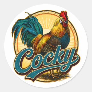 Sticker Rond Coq Arrogant Maison de Ferme Vintage