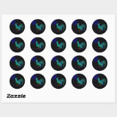 Sticker Rond Coq de campagne (Noir) (Feuille)