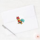 Sticker Rond Coq de dessin (Enveloppe)