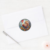 Sticker Rond Coq de poulet en verre doux (Enveloppe)