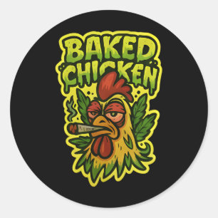 Sticker Rond Coq Ked Fumant De L'Herbe Pierre