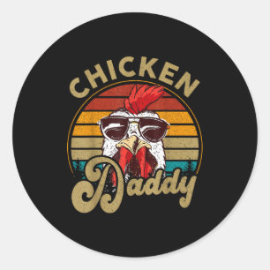 Sticker Rond Coq Papa Chemise de Poulet Vintage Drôle Agriculte