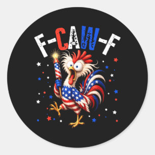 Sticker Rond Coq patriotique drôle 4 juillet drapeau américain