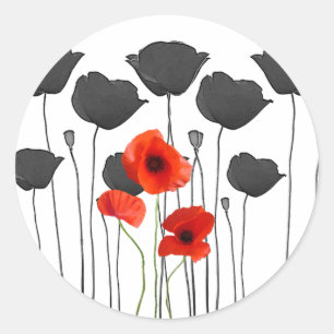 Sticker Rond coquelicot