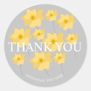Sticker Rond Coquelicot floral dessiné à la main Merci