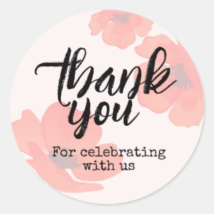 Sticker Rond Coquelicot floral Merci d'avoir célébré avec nous