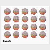 Sticker Rond coquelicots rouges et grange pourpre (Feuille)