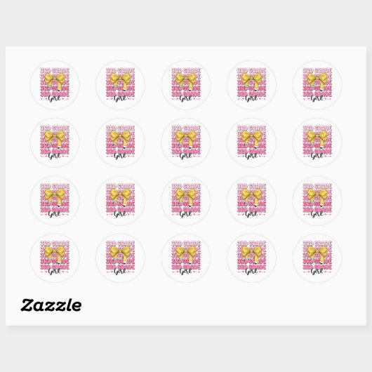 Sticker Rond Coquette 3rd Grade First Day Of Back To School Gir (Feuille)
