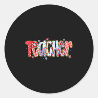 Sticker Rond Coquette American Flag Enseignant 4 juillet Patrio