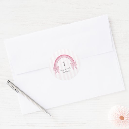 Sticker Rond Coquette Arc-en-ciel rose fantaisie (Enveloppe)