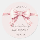Sticker Rond Coquette Baby shower de la boîte rose Merci (Devant)