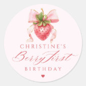 Sticker Rond Coquette Berry Premier anniversaire (Devant)