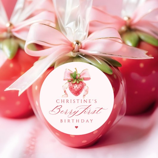 Sticker Rond Coquette Berry Premier anniversaire