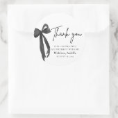 Sticker Rond Coquette Black Bow moderne Merci d'anniversaire (Sac)