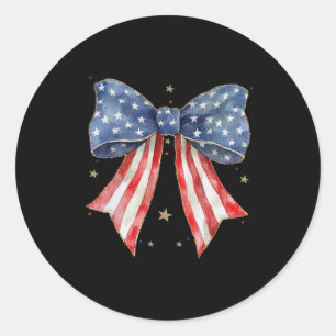 Sticker Rond Coquette Bow 4 juillet Nous Drapeau Dieu Partage S