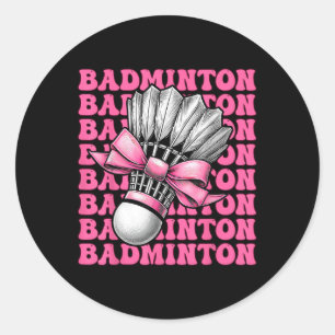 Sticker Rond Coquette Bow Badminton Joueur Shuttle Girl Maman P