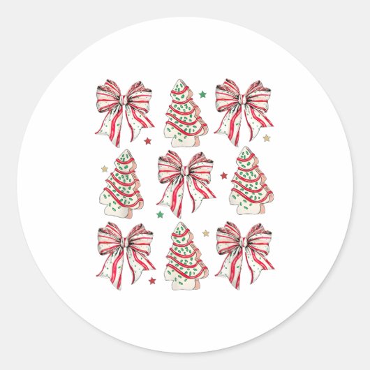 Sticker Rond Coquette Bow Christmas Debbie Becky Jen Cake Lover (Devant)