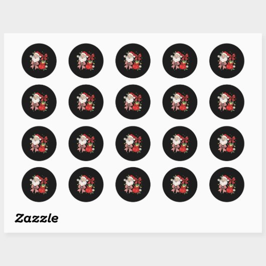 Sticker Rond Coquette Bow Christmas Santa Claus Xmas Holiday Wo (Feuille)