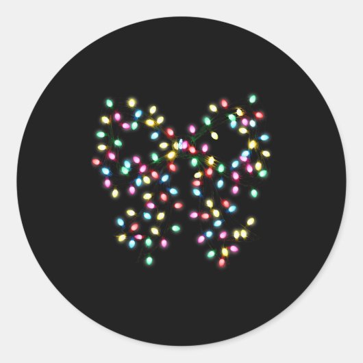Sticker Rond Coquette Bow Christmas Xmas Lights Pajamas Holiday (Devant)