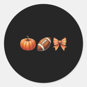 Sticker Rond Coquette Bow Citrouille de football américain Than