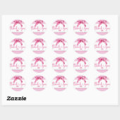Sticker Rond Coquette Bow | Douche pour bébé rose (Feuille)
