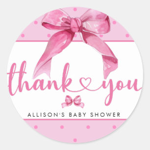 Sticker Rond Coquette Bow Douche pour bébé rose