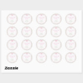 Sticker Rond Coquette Bow fille rose Baby shower Merci (Feuille)