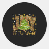 Sticker Rond Coquette Bow Leopard Christmas Joy To The World Xm (Devant)