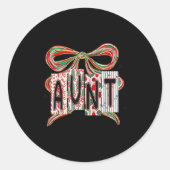 Sticker Rond Coquette Bow Merry Christmas Aunt Grandma Xmas Paj (Devant)