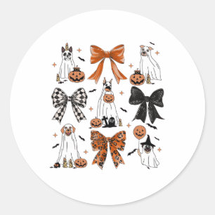 Sticker Rond Coquette Bow mignon Chiens fantômes Halloween Citr